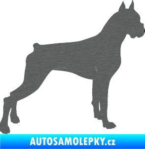 Samolepka Pes 087 pravá Boxer škrábaný titan