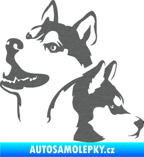 Samolepka Pes 117 levá husky škrábaný titan