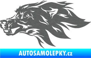 Samolepka Pes 127 levá hlava škrábaný titan