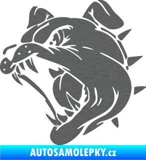Samolepka Pes 136 levá rozzuřený buldok škrábaný titan