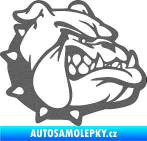 Samolepka Pes 174 pravá rozzuřený buldok škrábaný titan
