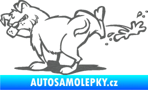 Samolepka Pes čůrá levá škrábaný titan