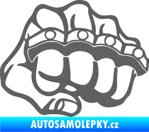 Samolepka Pěst boxer pravá škrábaný titan
