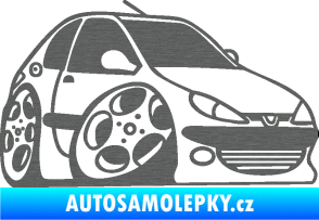 Samolepka Peugeot 206 karikatura pravá škrábaný titan