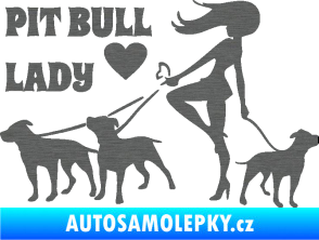 Samolepka Pit Bull lady levá škrábaný titan