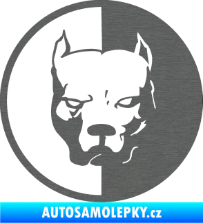 Samolepka Pitbull 001 kruh pravá škrábaný titan