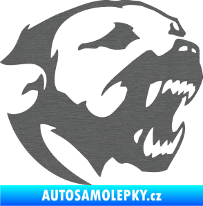 Samolepka Pitbull hlava 001 pravá škrábaný titan