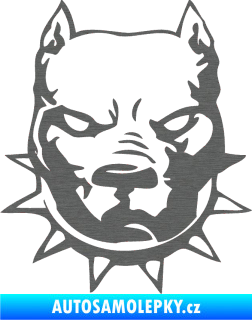 Samolepka Pitbull hlava 002 levá škrábaný titan