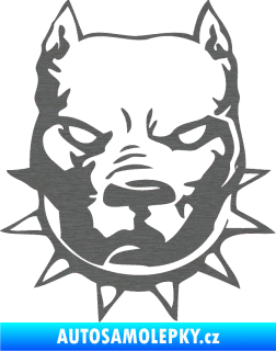 Samolepka Pitbull hlava 002 pravá škrábaný titan