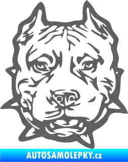 Samolepka Pitbull hlava 003 levá škrábaný titan
