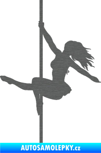 Samolepka Pole dance 001 levá tanec na tyči škrábaný titan