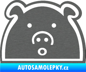 Samolepka Prasátko JDM styl škrábaný titan