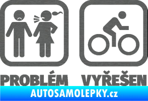 Samolepka Problém? Vyřešen 004 škrábaný titan