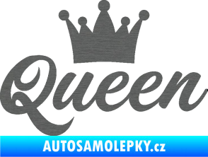 Samolepka Queen nápis s korunou škrábaný titan