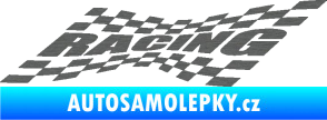 Samolepka Racing nápis v šachovnici škrábaný titan