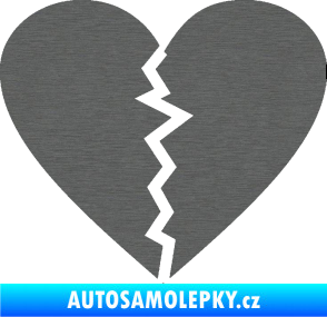 Samolepka Rozbité srdce 001  škrábaný titan