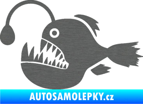 Samolepka Ryba 022 levá mořský ďas s lampičkou škrábaný titan