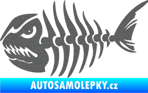 Samolepka Ryba kostra 004 levá škrábaný titan