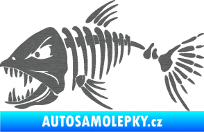 Samolepka Ryba kostra 005 levá škrábaný titan
