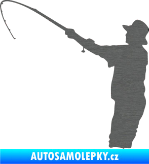 Samolepka Rybář 004 levá škrábaný titan