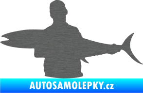 Samolepka Rybář 006 levá škrábaný titan