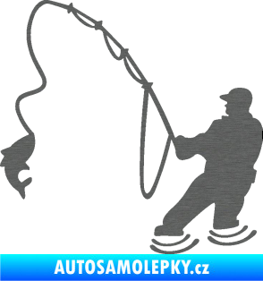 Samolepka Rybář 018 levá škrábaný titan