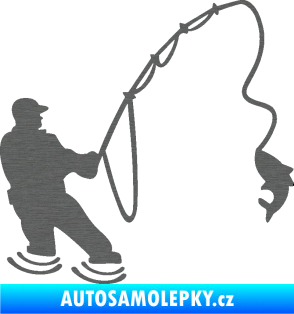Samolepka Rybář 018 pravá škrábaný titan