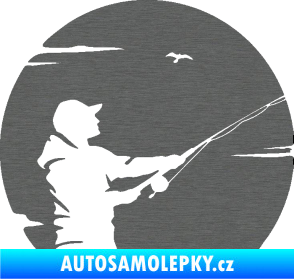 Samolepka Rybář 022 pravá škrábaný titan