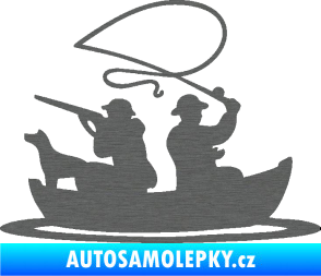 Samolepka Rybaření a lov 001 pravá škrábaný titan