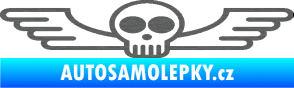 Samolepka Samolepka na zadní sklo 001 lebka s křídly škrábaný titan