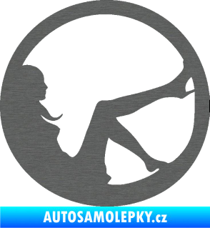 Samolepka Sexy lady 003 pravá v kruhu škrábaný titan