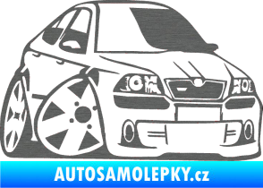 Samolepka Škoda Octavia RS karikatura pravá škrábaný titan