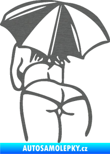 Samolepka Slečna s deštníkem levá škrábaný titan