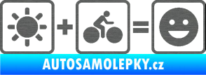 Samolepka Slunce + kolo = veselý smajlík vyjížďka na kole škrábaný titan
