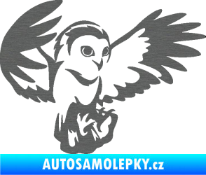 Samolepka Sova 006 pravá škrábaný titan