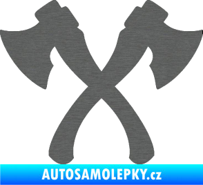 Samolepka Spojené sekery škrábaný titan
