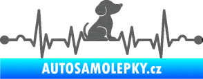 Samolepka Srdeční tep 002 pravá pejsek škrábaný titan