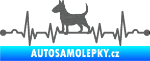 Samolepka Srdeční tep 008 levá pes bulteriér škrábaný titan