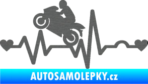 Samolepka Srdeční tep 013 levá motorkář škrábaný titan