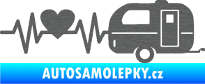 Samolepka Srdeční tep 030 pravá kempování škrábaný titan
