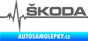 Samolepka Srdeční tep 034 pravá Škoda škrábaný titan