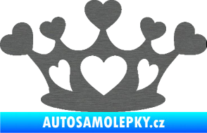 Samolepka Srdíčka korunka škrábaný titan