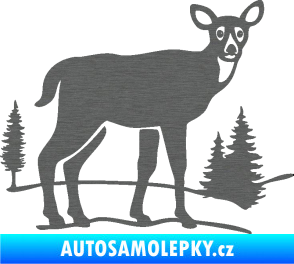 Samolepka Srna 002 pravá s krajinou škrábaný titan