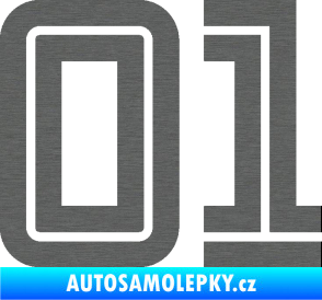 Samolepka Startovní číslo 01 typ 7 škrábaný titan
