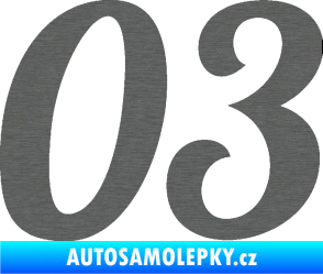 Samolepka Startovní číslo 03 typ 3 škrábaný titan