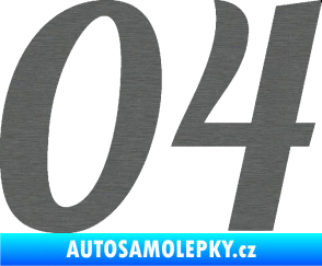 Samolepka Startovní číslo 04 typ 3 škrábaný titan