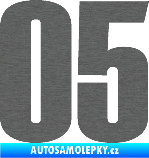 Samolepka Startovní číslo 05 typ 2 škrábaný titan