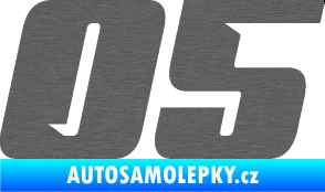 Samolepka Startovní číslo 05 typ 6 škrábaný titan