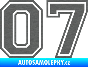 Samolepka Startovní číslo 07 typ 4 škrábaný titan