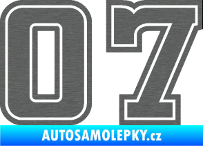 Samolepka Startovní číslo 07 typ 5 škrábaný titan